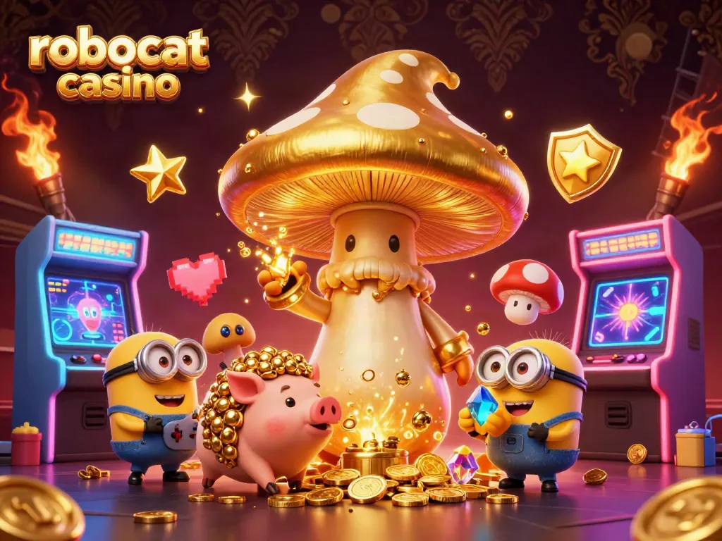 Win big with robocat casino as the golden wizard channels luck amidst vibrant gaming elements.